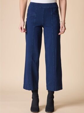 Habitat stone wash knit flood pant size large pull on wide leg crop